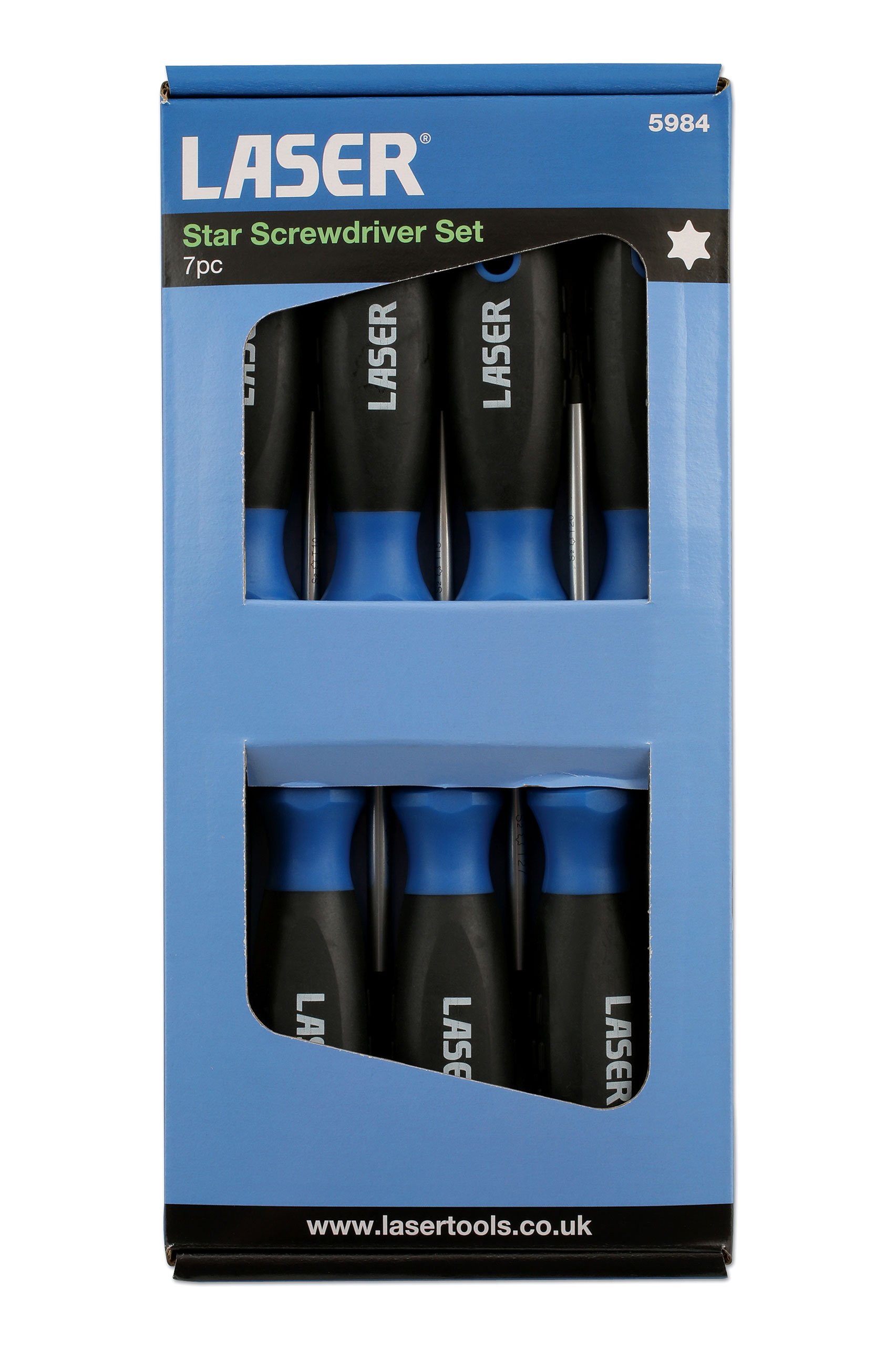 Laser 5984 Star Screwdriver Set 7pc, Black