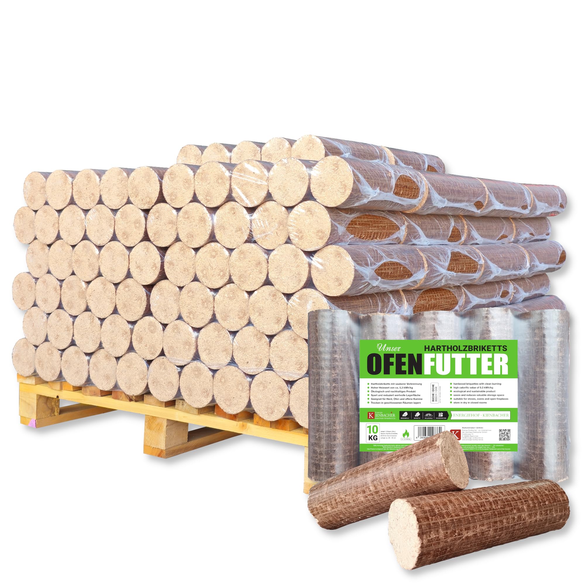 500kg Holzbriketts Nestro Briketts Hartholz Kamin Ofen Brikett Brennholz Palette Heizbriketts heizen Öko Brennstoff 50x10kg Bags