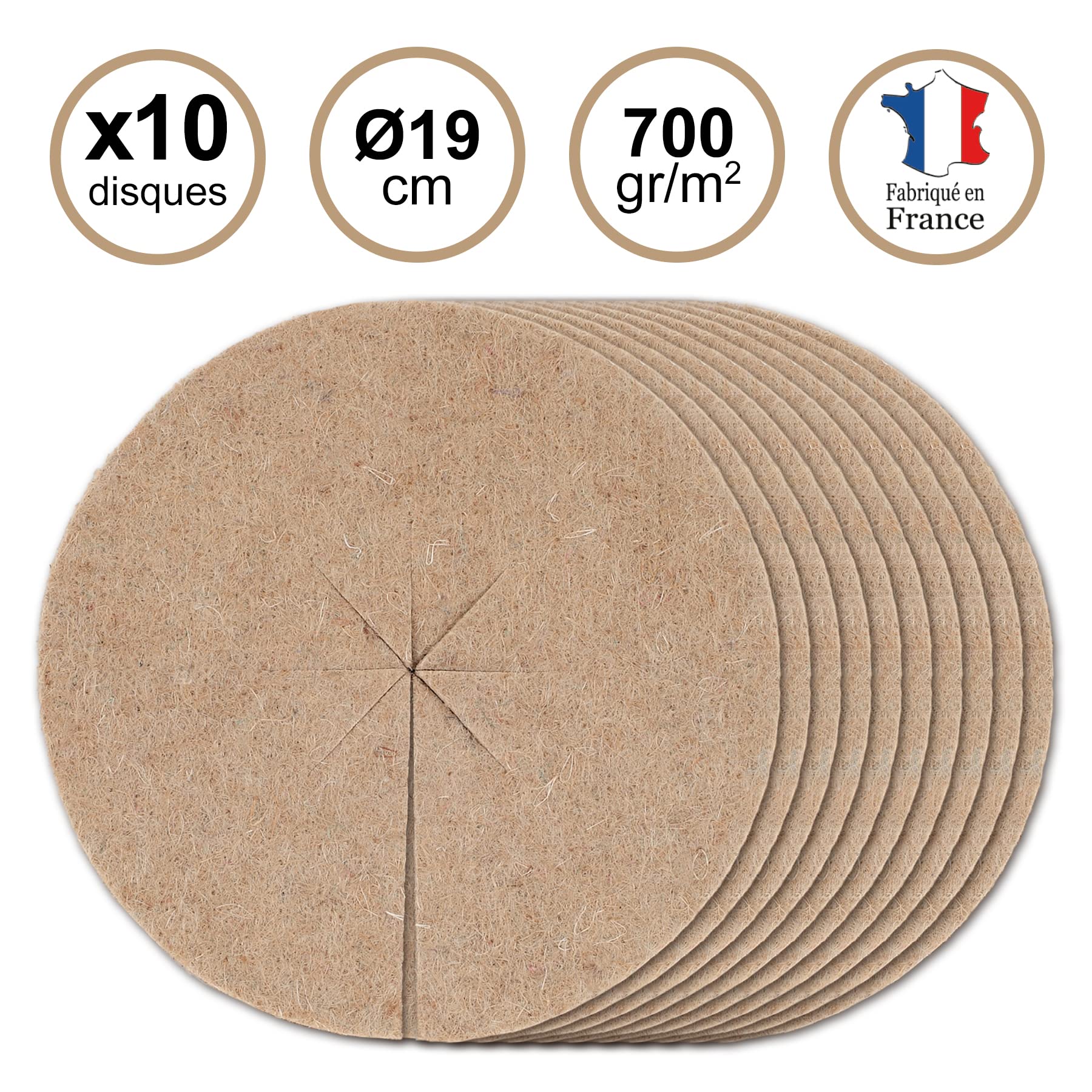 La cordeline Set di 10 Dischi pacciamatura Naturale, Ø 19 cm, Protezione Cattive Erbe, Freddo, Naturale