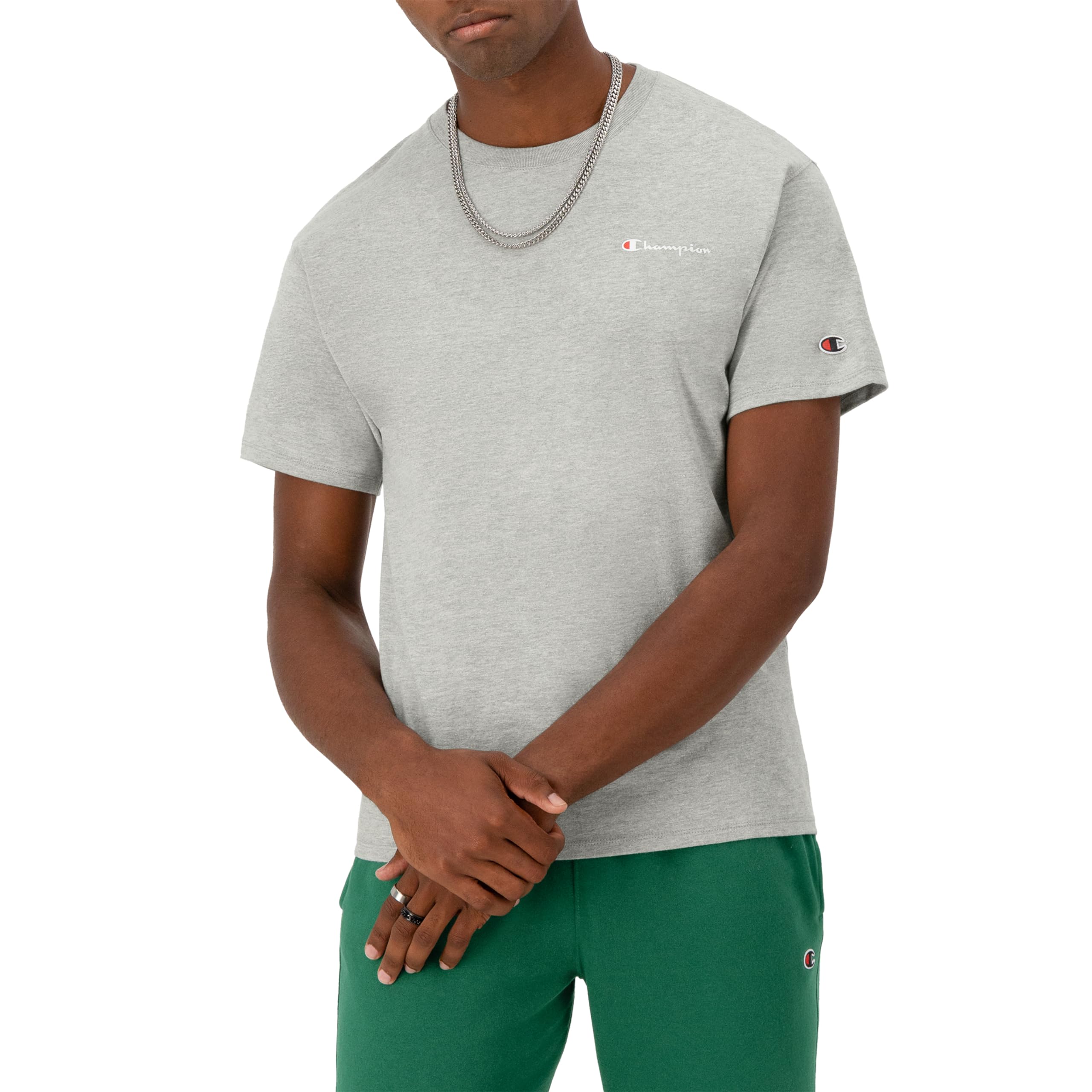 Champion Men's Gray Big & Tall Classic Tee, C Script T-Shirt, S