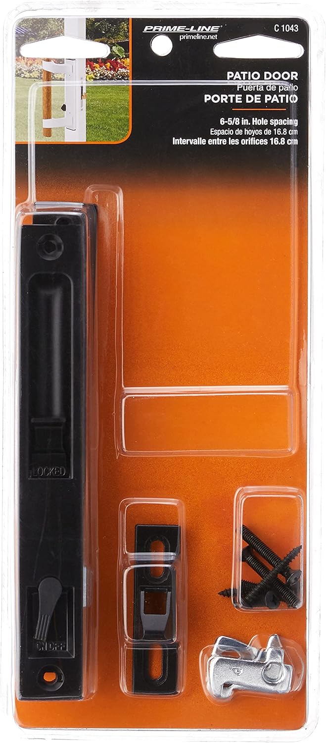 Prime-Line C 1043 Diecast Non-Keyed Patio Sliding Door Handle Set for 1 In. to 1-1/8 In. Thick Sliding Glass Doors, Black (Single Pack)