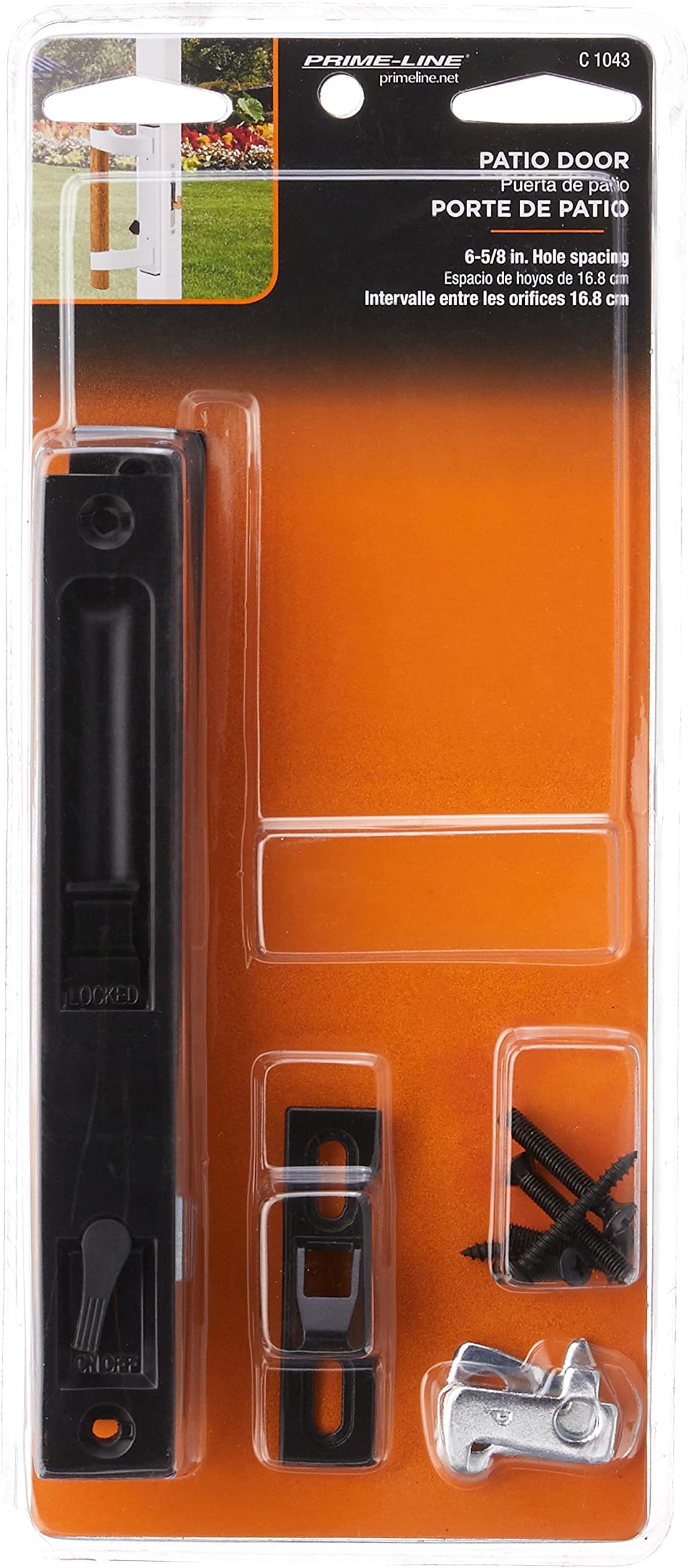 C 1043 Diecast Non-Keyed Patio Sliding Door Handle Set for 1 In. to 1-1/8 In. Thick Sliding Glass Doors, Black (Single Pack)