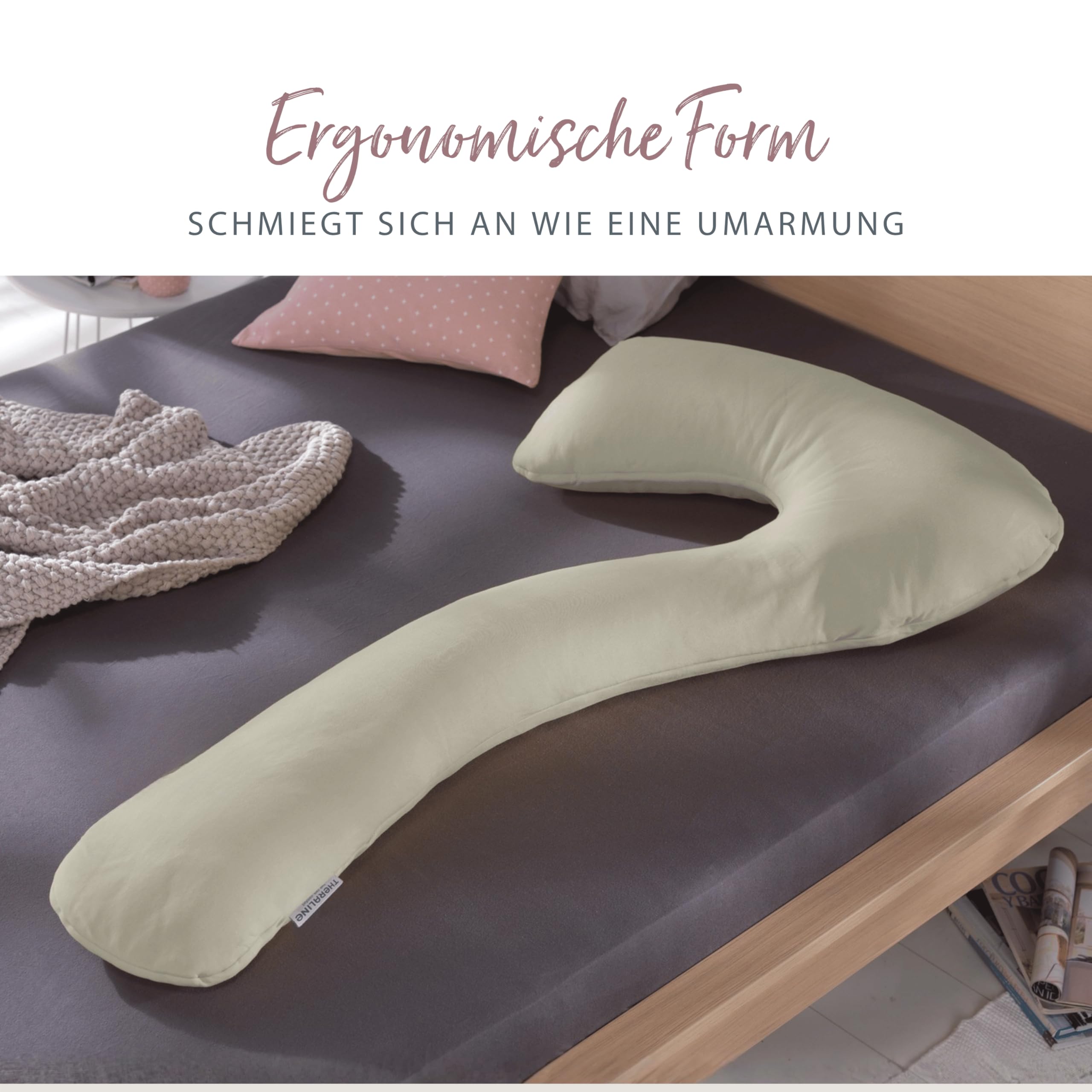 Theraline my7 Cuscino per chi dorme sul fianco con rivestimento, lavabile a 60 °C, cuscino da allattamento e cuscino ergonomico con cuscino integrato, cuscino per chi dorme sul fianco con rivestimento
