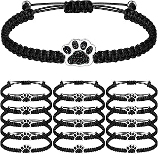 Tondiamo 24 Pcs Paw Print School Spirit Week Bracelet Bulk Wrestling Pull Tie Thread Bracelet for Homecoming Gifts Men Spirit Wristband Memorial Jewelry Women Birthday Graduation Party Favors
