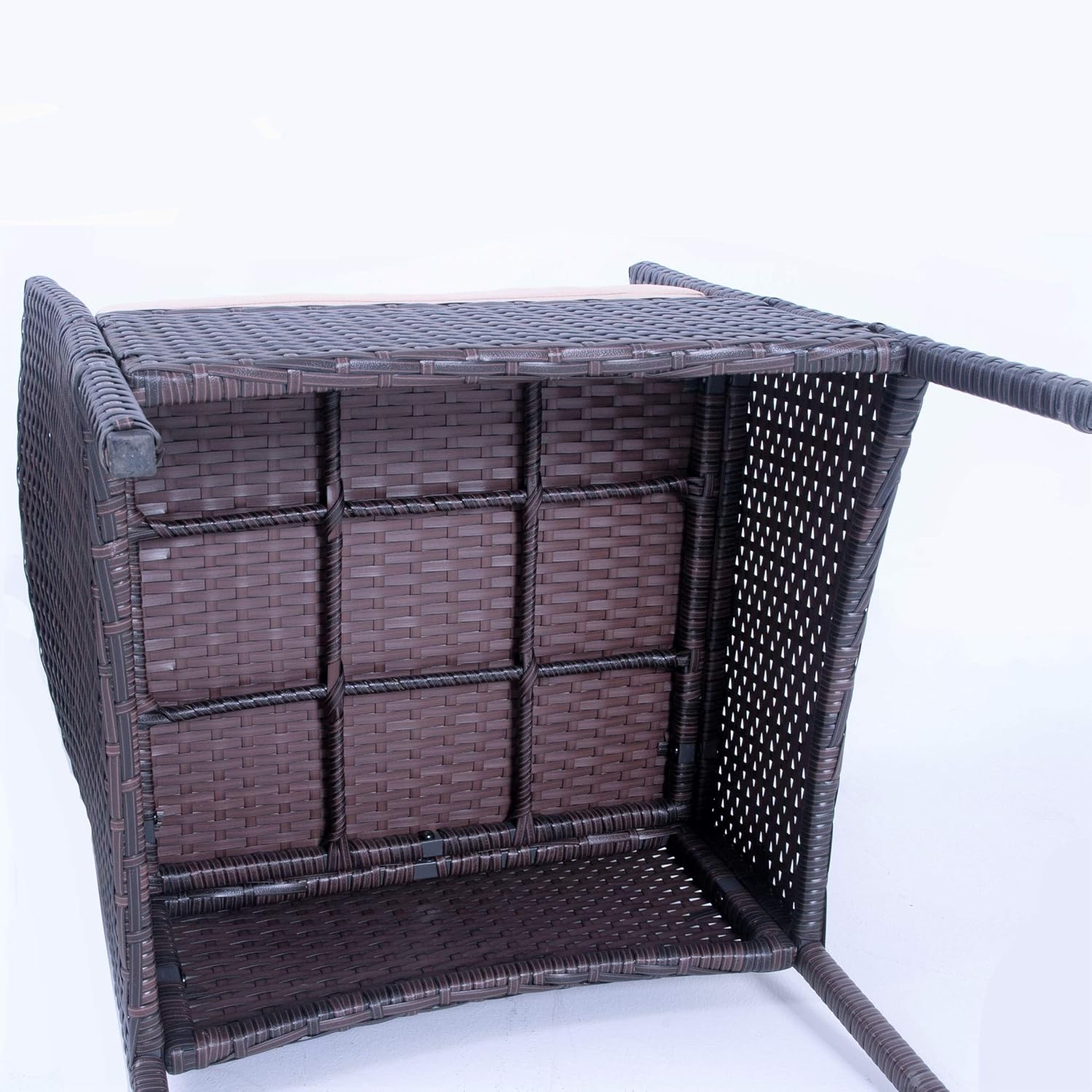 3 Pieces Outdoor Patio Furniture Sets Rattan Chair Wicker Set Bistro Set with Glass Coffee Table, Outdoor Indoor Use Backyard Porch Lawn Garden Poolside Balcony Furniture (Brown/Beige)