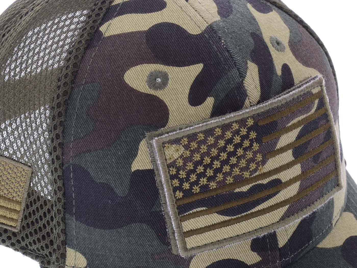 Anna-Kaci Camouflage Trucker Special Tactical Operator Forces USA Flag Patch Baseball Cap - Image 6