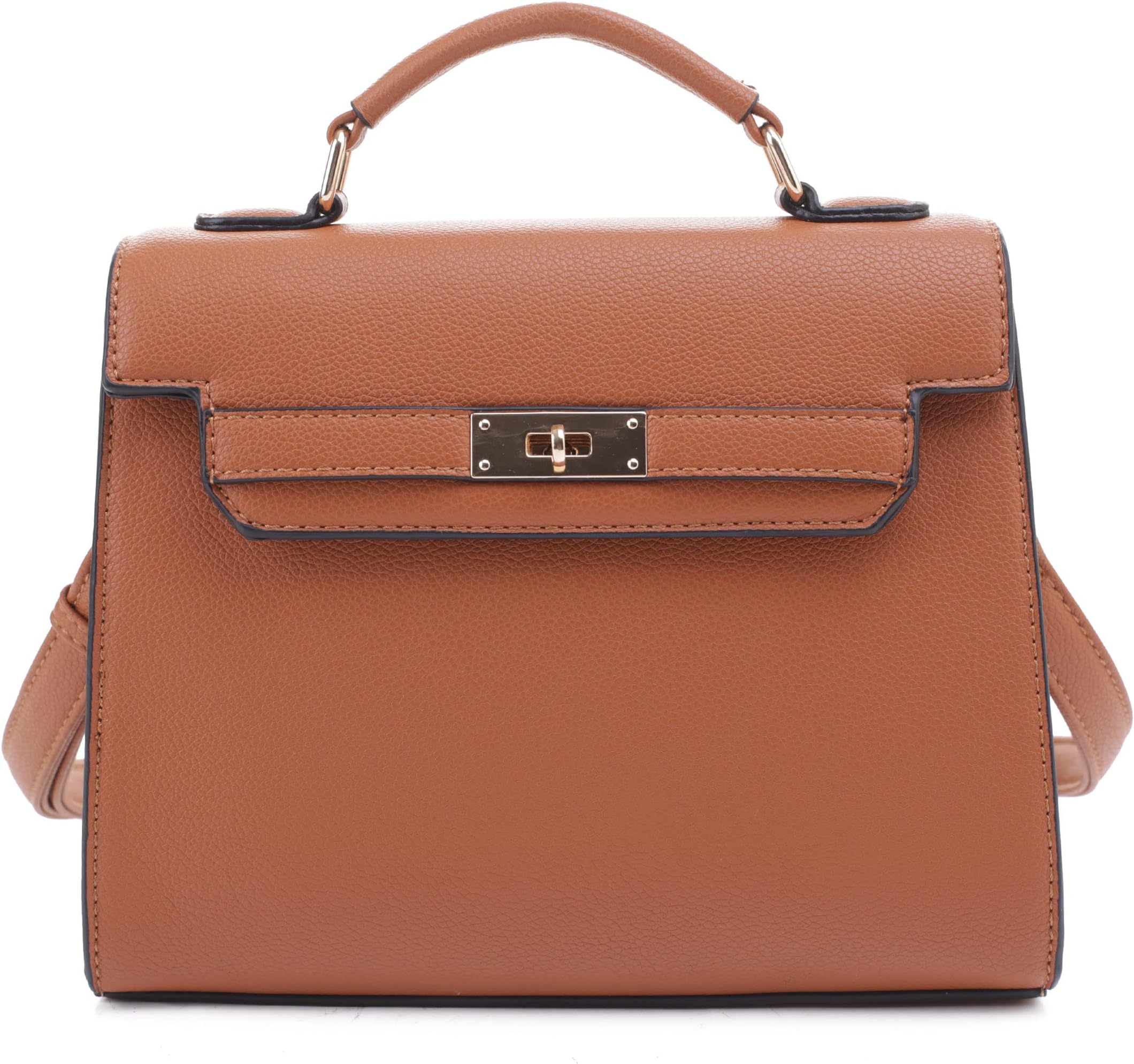 EVVEWomen's Top Handle Satchel with Detachable Strap Small Pebbled Leather Fashion Crossbody Bag