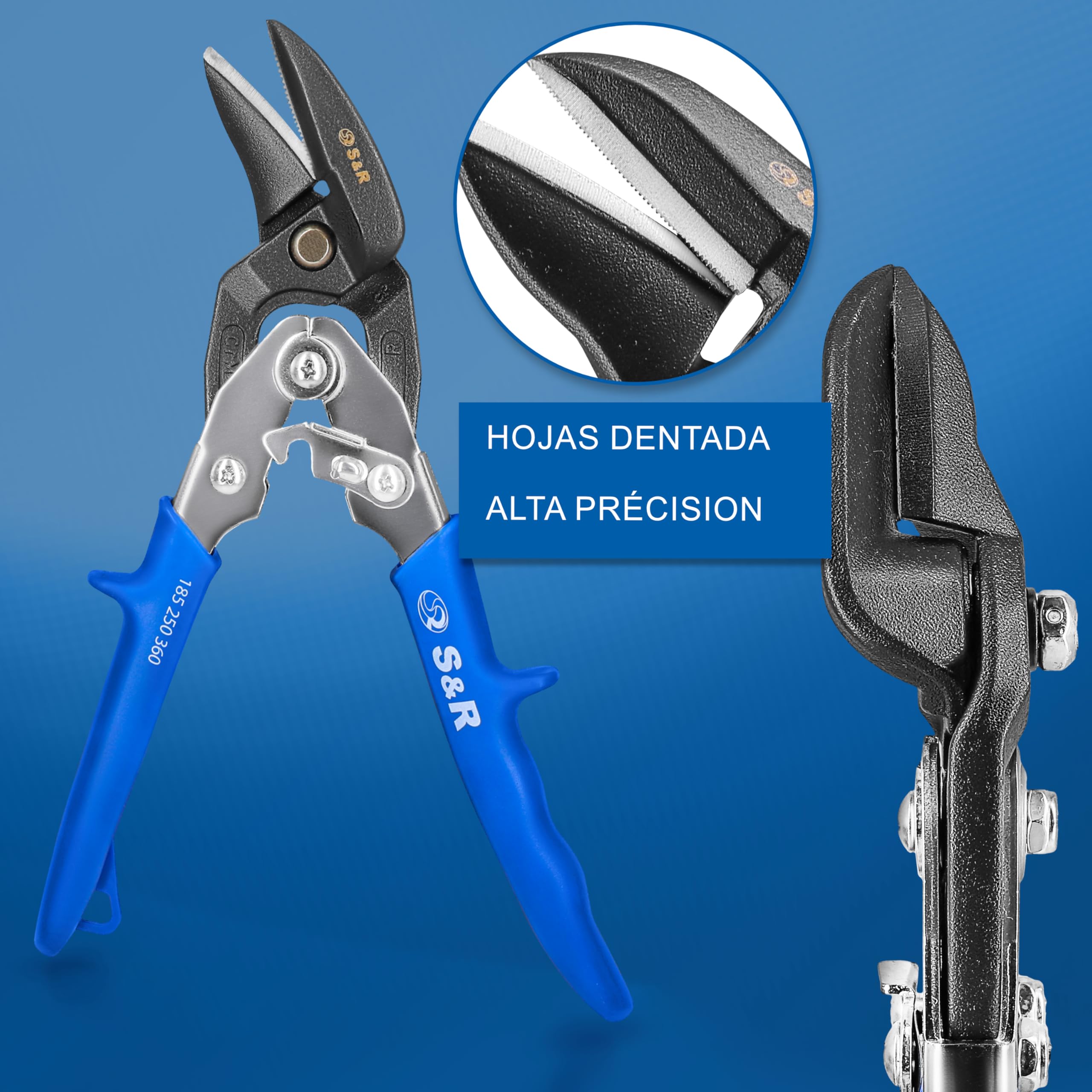 S&R Tijeras Cortachapas 260 mm - Tijera Pladur Corte a la Derecha para cortar Metal - Tijeras de Hojalatero