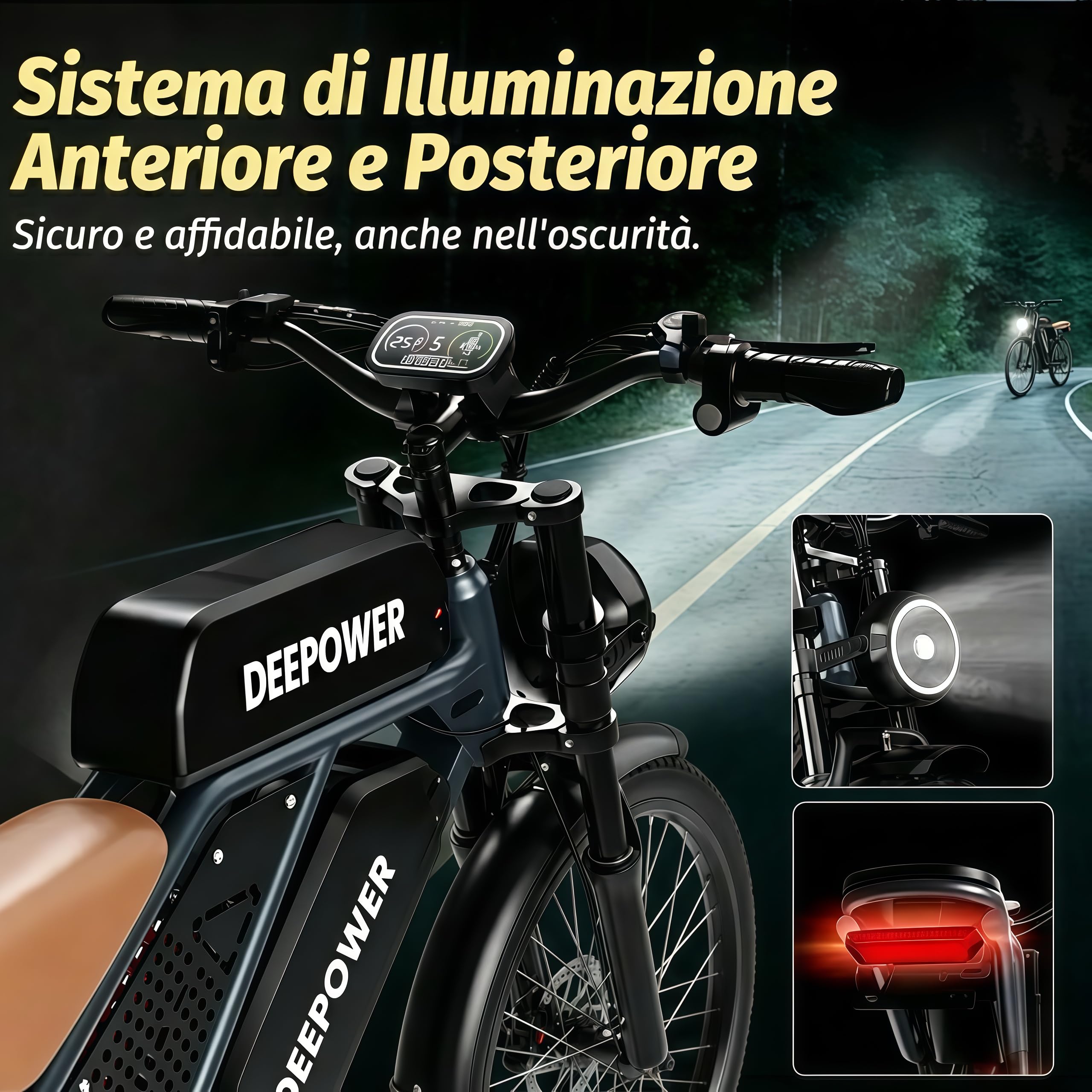 S8 Bici Elettrica 20 Pollici, Doppio Motore ad Alte Prestazioni, Doppia Batteria Rimovibile 48V 60Ah, Autonomia 120-250 KM, Sospensione Idraulica, Cambio Shimano 7 Velocità, E-Bike Uomo Donna