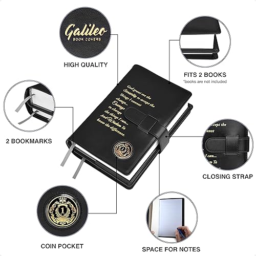 Miniatura 10 de Funda doble AA para libro grande, 12 pasos y 12 tradiciones, regalo perfecto, Alcohólicos Anónimos (oración de serenidad, bolsillo para monedas,