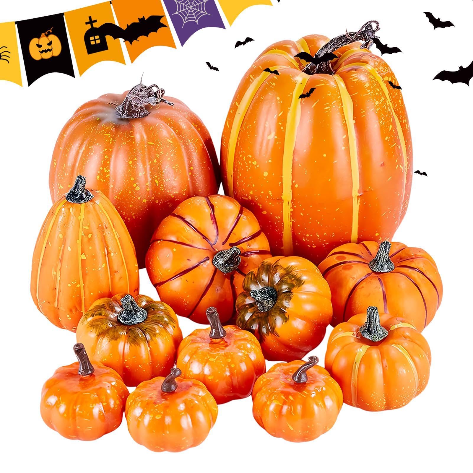 Calabazas de cosecha otoñal hechas de espuma artificial con diseño multiusos realista