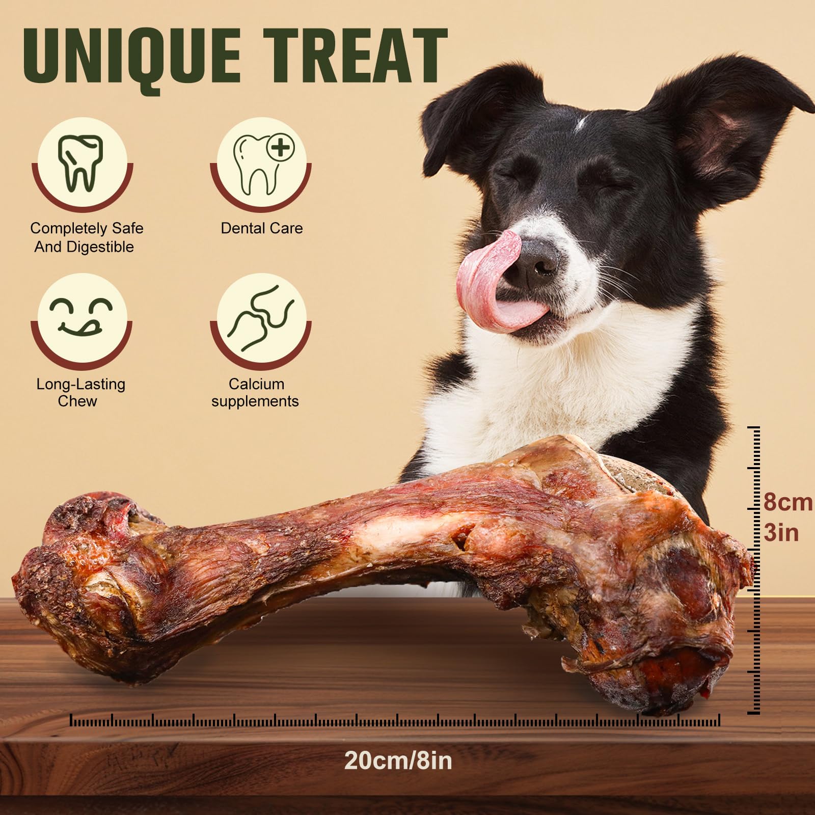 Masticable De Hueso De Ternera para Perros Que Muerden con Fuerza, Huesos Crujientes Y Juguete L De Razas PequeñAs, Medianas Y Grandes. Masticar Huesos Ayuda A Los Perros A Crecer (XL, 2PC)