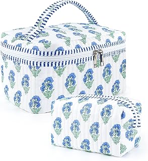 Juego de 2 bolsas de maquillaje acolchadas, b...