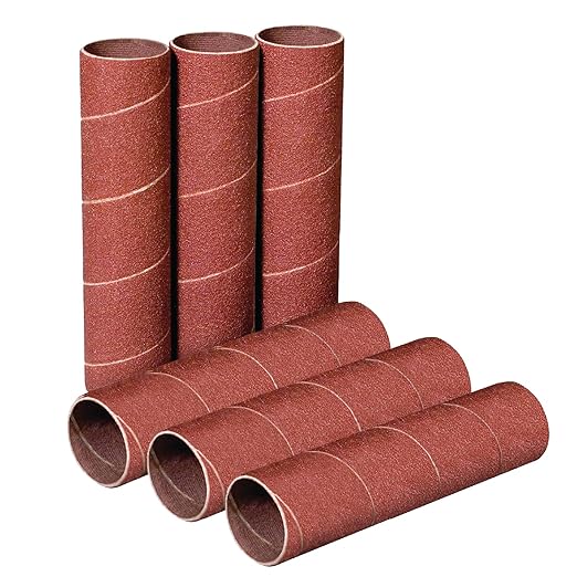 POWERTEC 11212-P2 4.5 Inch Sanding Sleeves for Spindle Sander, 120 Grit, Aluminum Oxide Sandpaper Diameter 1 Inch – 6 Pack