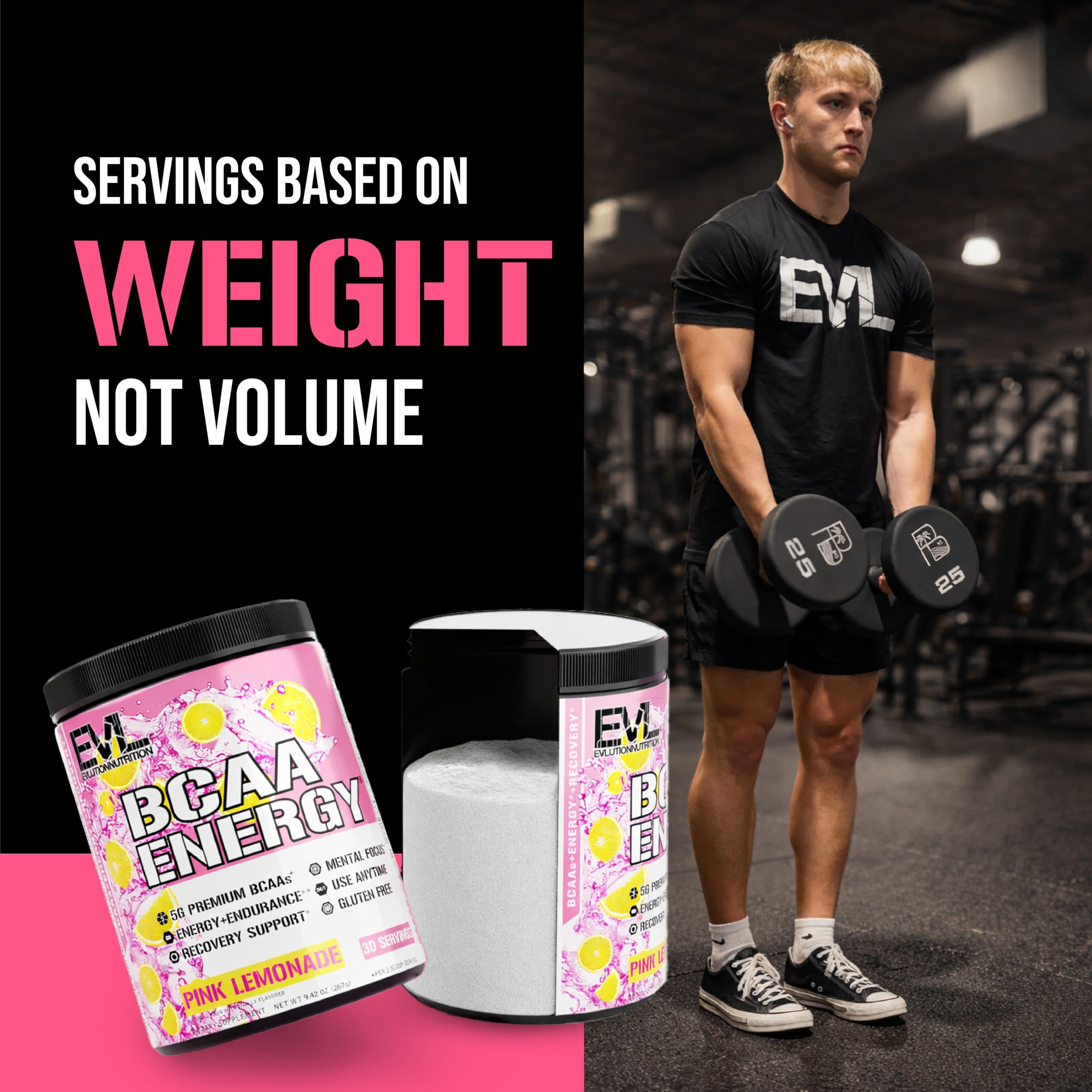 EVL BCAA Energy Amino Acids Powder with Natural Caffeine - Pink Lemonade — Amazon image 6