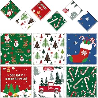 Fanfanwin 12 Pcs Christmas Handkerchieves Bulk 6 Styles 11x11 in | 6 Cute Pattern Reusable Handkerchiefs, Bandana, Festive Winter Holiday Table Decor, Party Gifts for Men Women