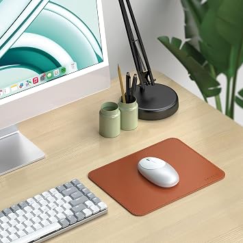 Satechi Vegan-Leather Mouse Pad, Ergonomic, Reversible, Scratch and Water Resistant, Easy to Clean, for Office and Home, 9.8 x 7.5 x 0.14 - Brown
