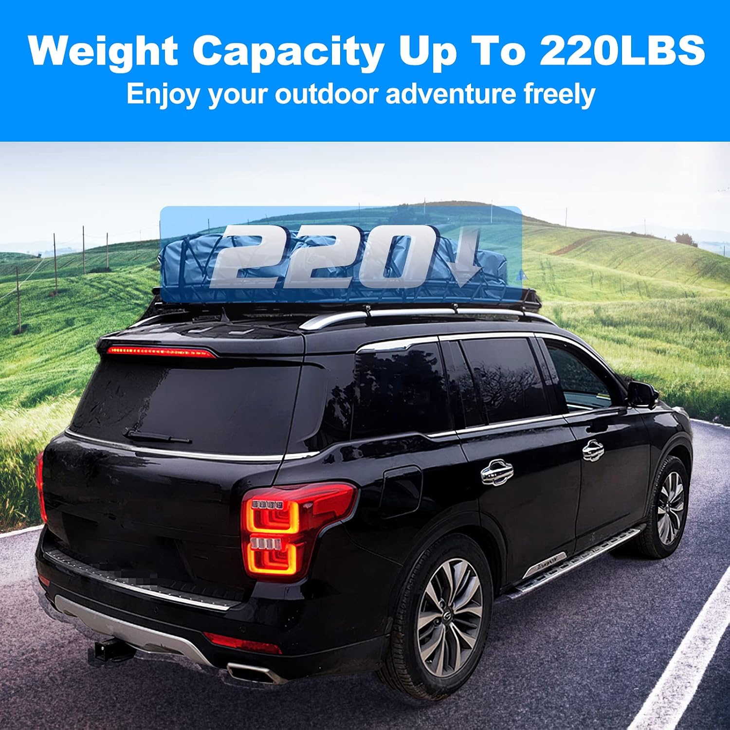 Moclever Roof Basket 63x39x6.3in Roof Rack Basket Cargo Rack Roof Rack Cargo Basket w/Extension Heavy Duty Steel Car SUV Top Luggage Storage Holder Basket for Travel Load Bearing 220lbs