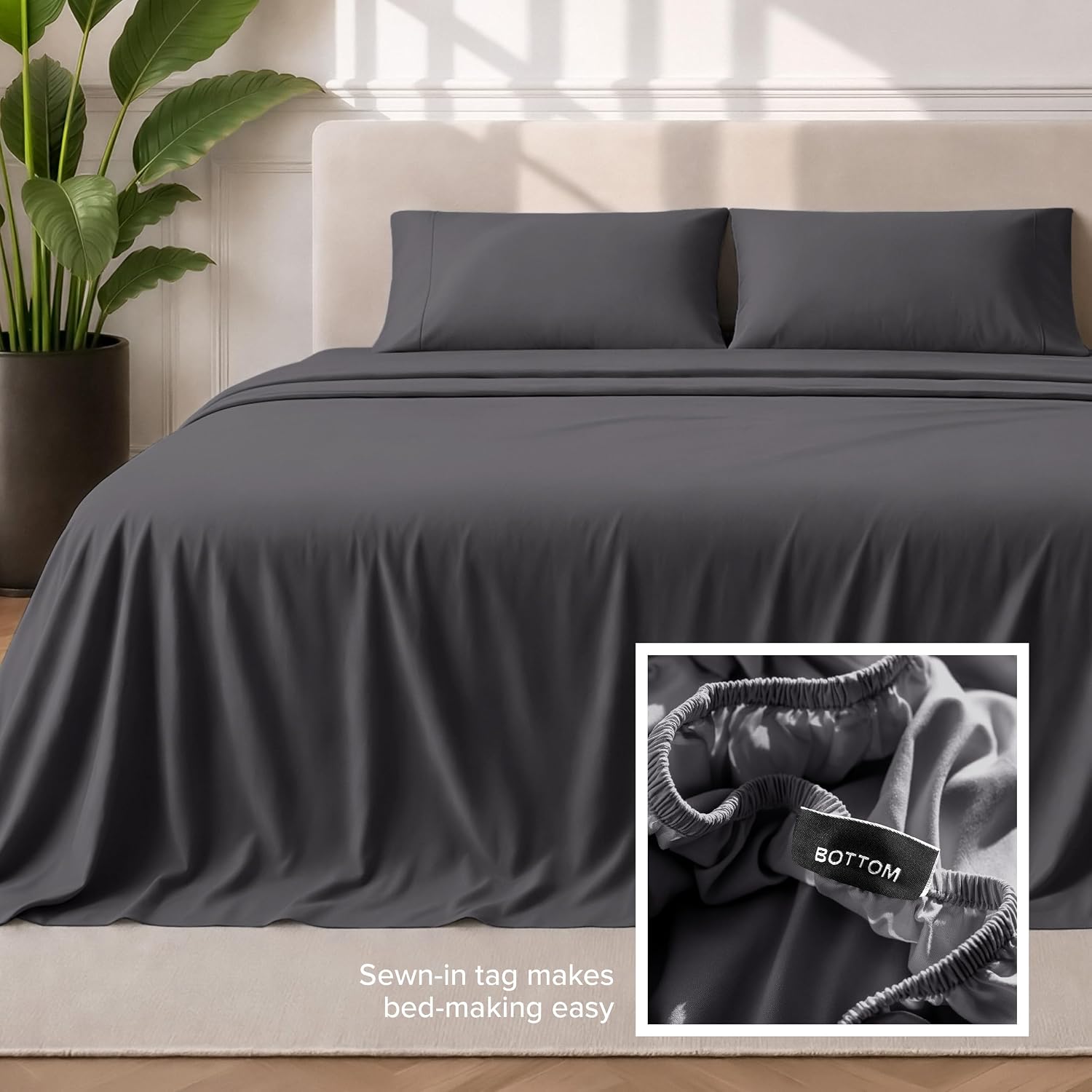 Bare Home Full Sheet Set - 1800 Ultra-Soft Microfiber Full Bed Sheets - Double Brushed - Deep Pockets - Easy Fit - 4 Piece Set - Bedding Sheets & Pillowcases (Full, Forged Iron Grey)