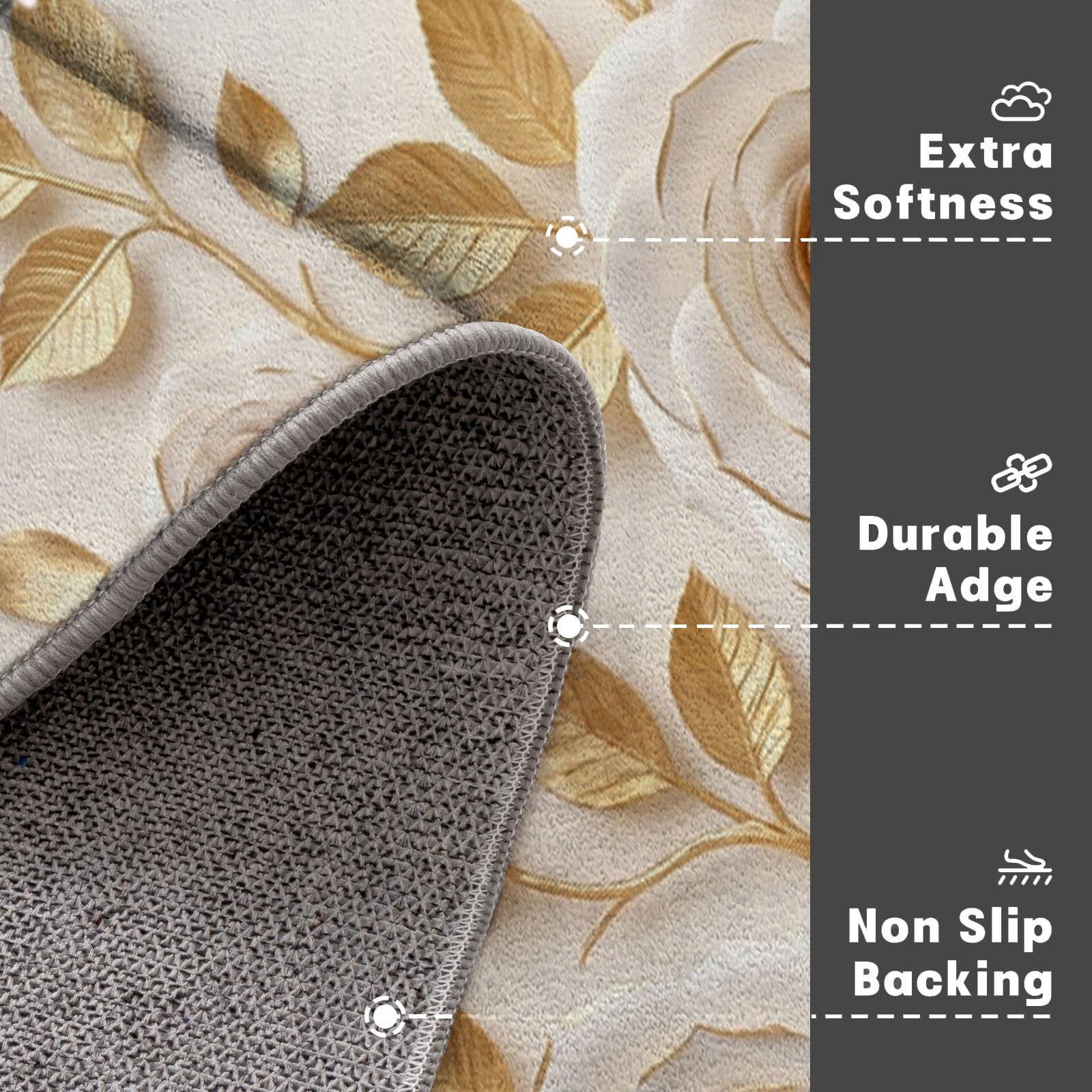 Zerbino Con Rilievo 3D Di Lusso Di Rami D'Albero Di Benvenuto, Tappeto Ingresso Antiscivolo Elegante Rosa Bianca Beige, Tappetino Lavabile Decorazione Per La Casa Per Portico Esterno, 60X90Cm
