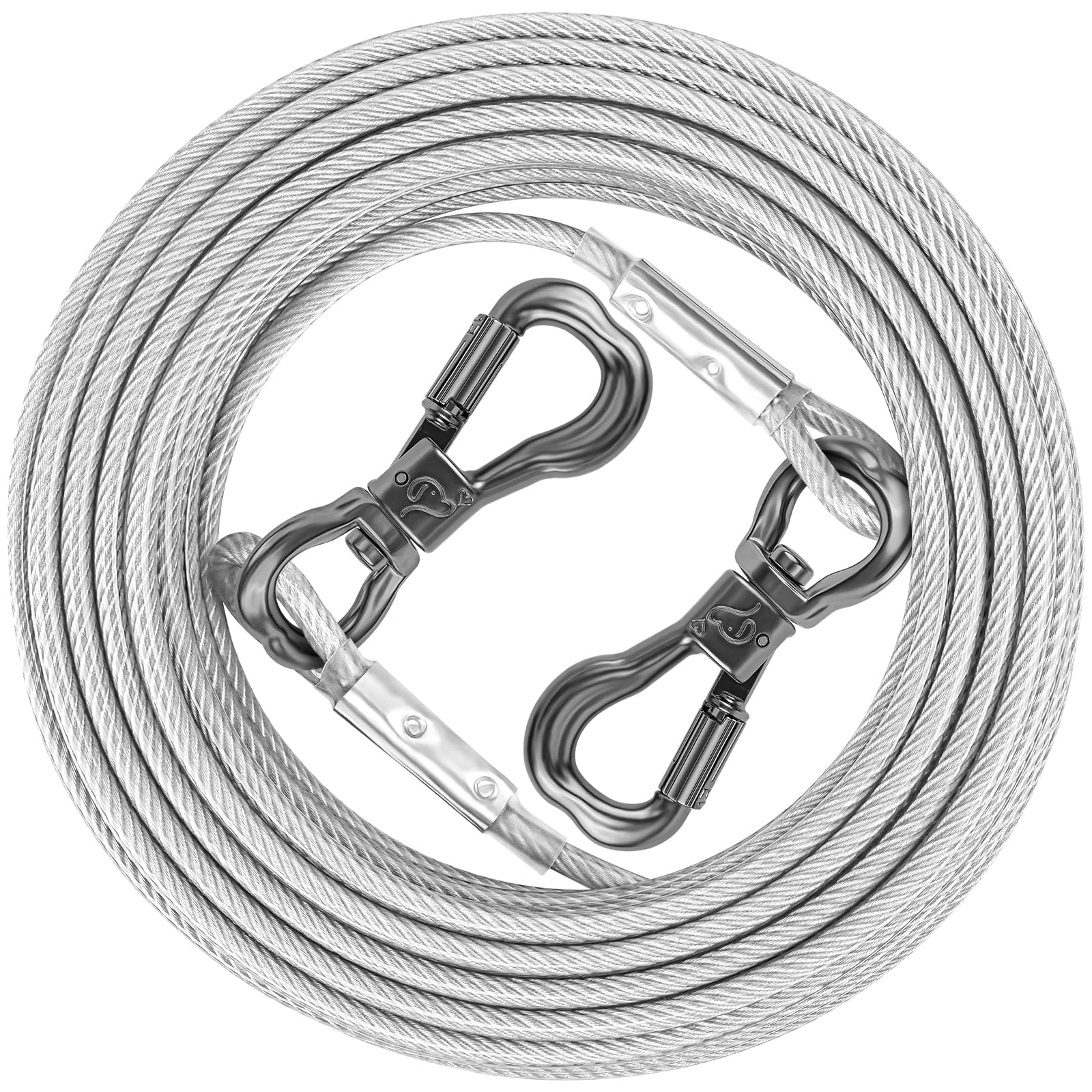XiaZ Dog Tie Out Cable 20FT, Outdoor Dog Lead 8/10/15/20/30/50FT, Heavy Duty Pet Runner Tether Chain Outside for Small Medium Large Dogs Up to 120 LBS