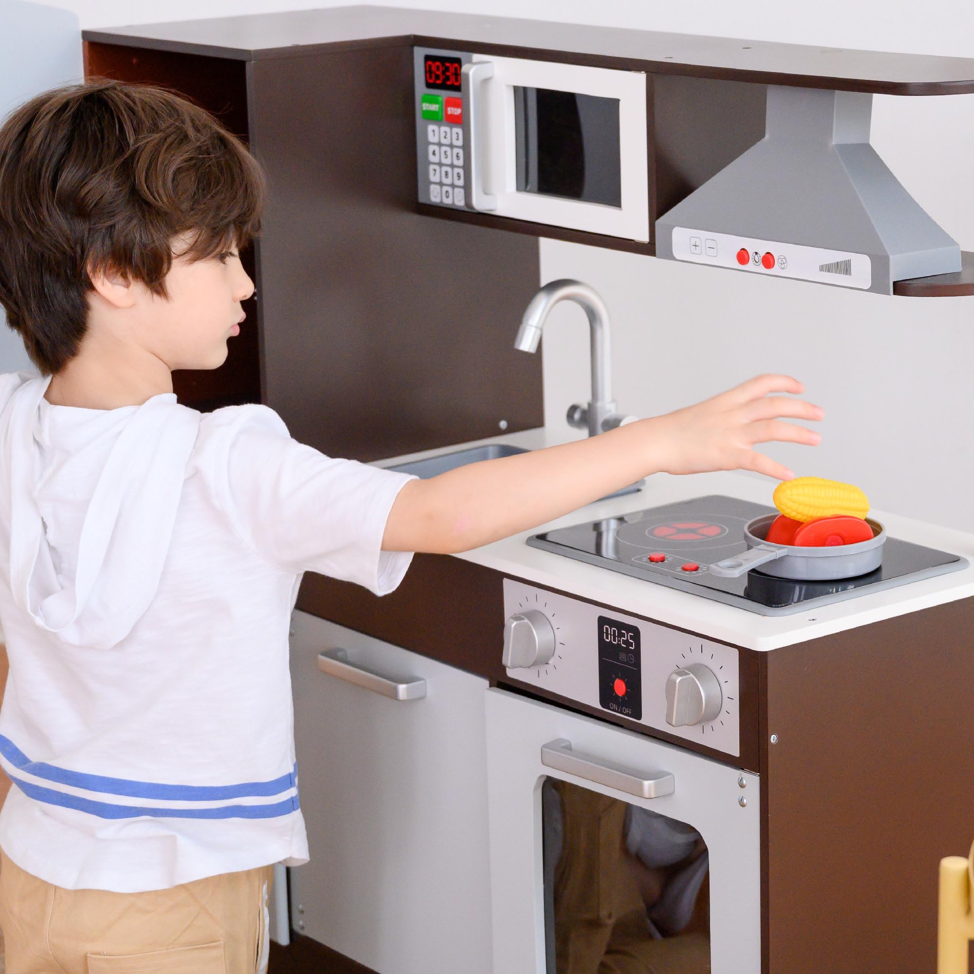 Teamson Kids Munich Cucina per Bambini in Legno e scrittoio con Le batterie Grigio TD-13411A