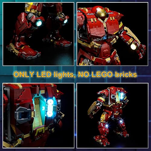 Miniatura 4 de Vaodest Juego de luz LED para Lego Marvel 76210 Hulkbuster, diseño y configuración compatible con el modelo 76210 (solo luz LED, no kit de bloques