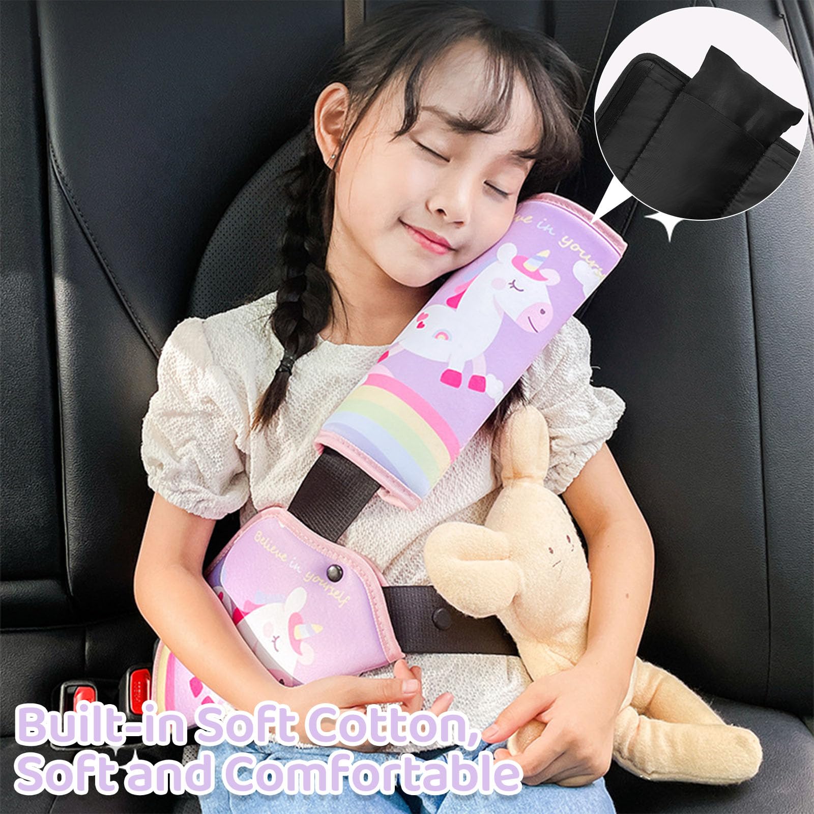 2 Stück Gurtpolster Auto - Weiche Schulterpolster Gegen Scheuern Für Erwachsene & Kinder