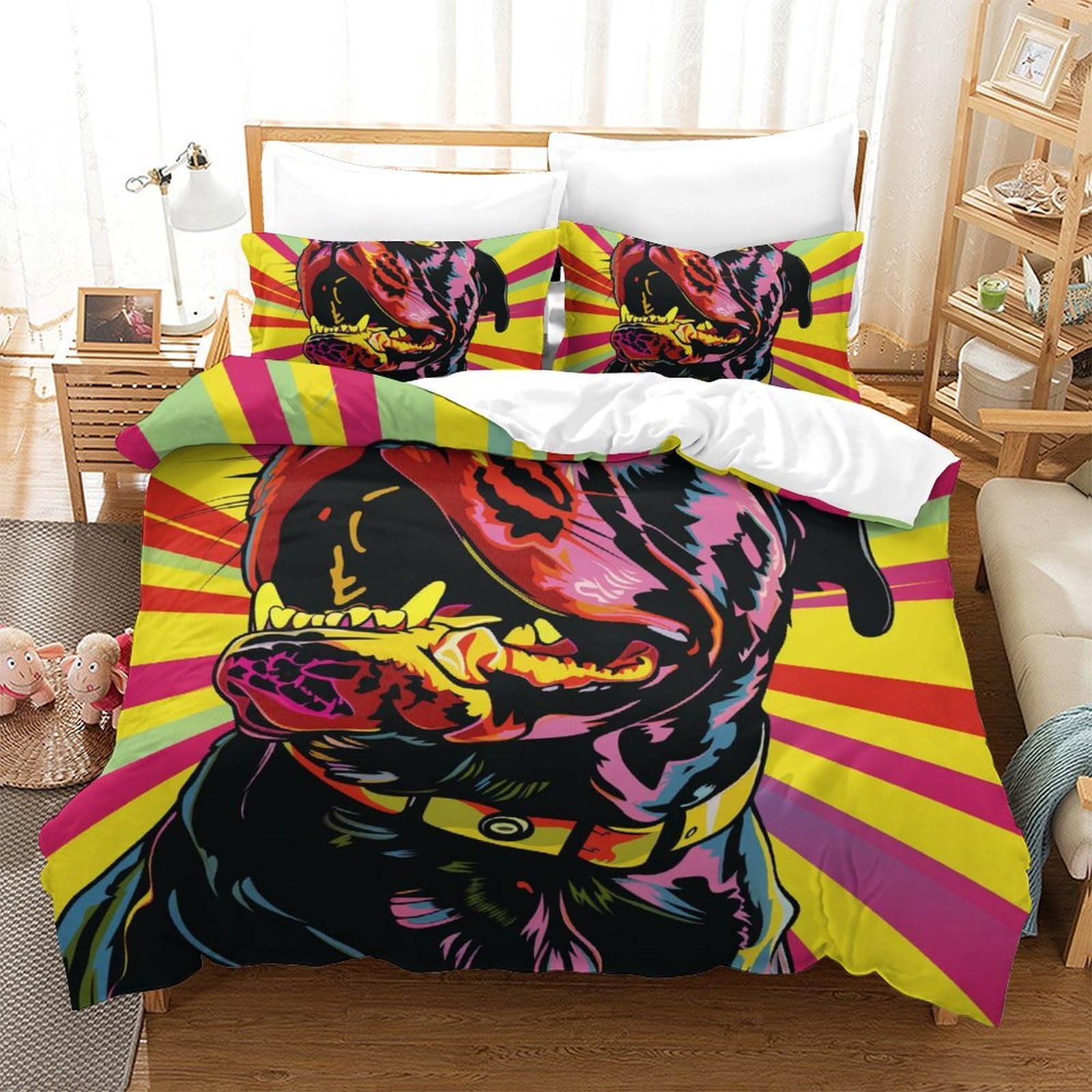 Housse de couette haute qualité 3D parure de lit Rowena le chien textile résistant 200x200