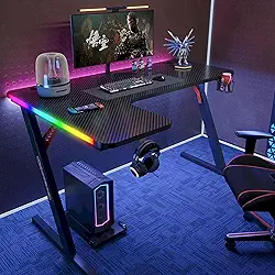 Mesa Gamer Escrivaninha Iluminação rgb Gamer Para Jogos Escrivaninha Delta Aitek Formato Em L