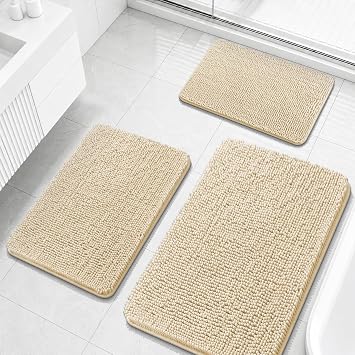 15% off: OLANLY Bathroom Rugs Sets 3 Piece, Soft Absorbent Chenille Bath Rugs, Non-Slip, Quick Dry, Home …