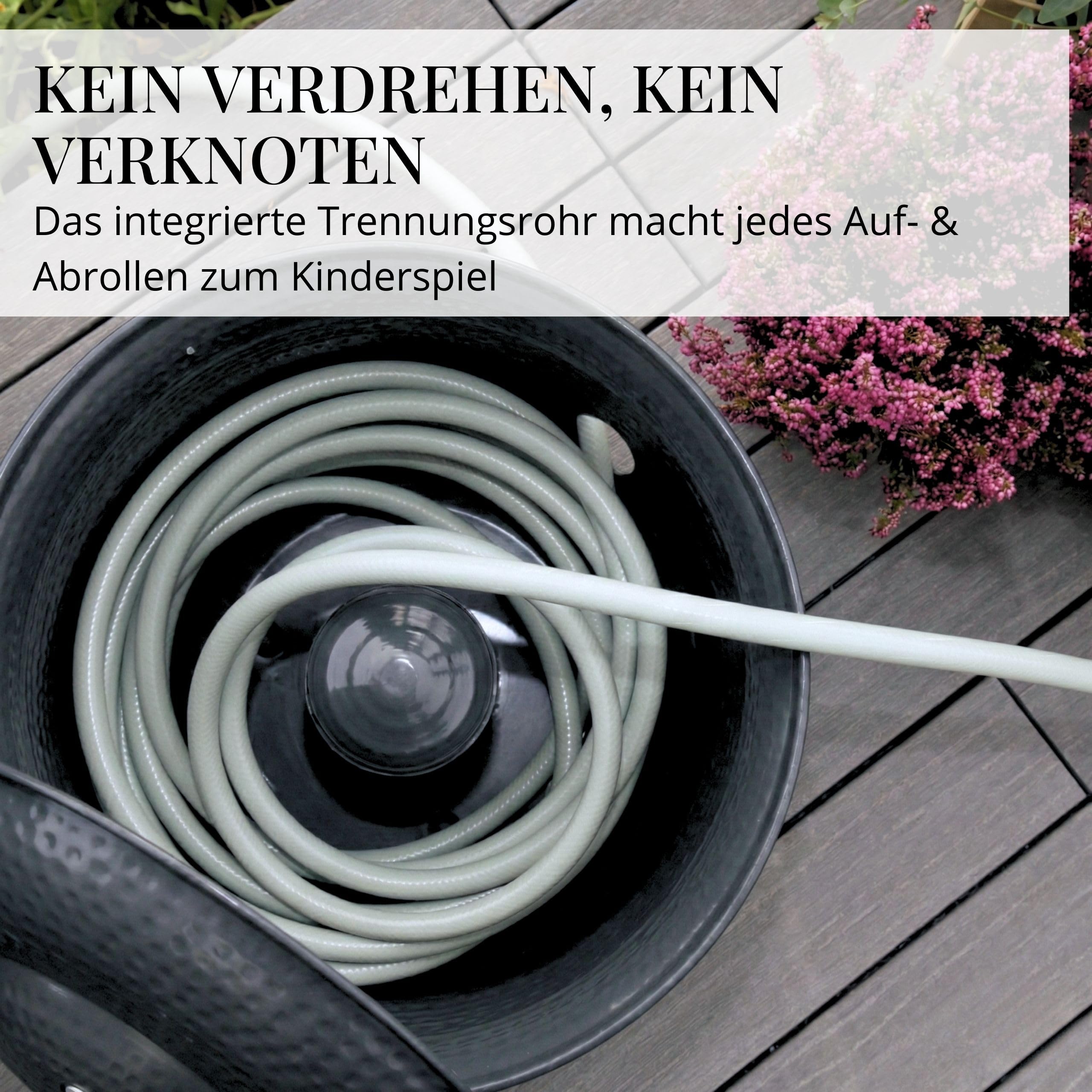 Livlig53 LIVLIG Schlauchtopf zur Aufbewahrung von Gartenschläuchen, Schlauchkübel aus Metall für flexible Gartenschläuche, Anthrazit