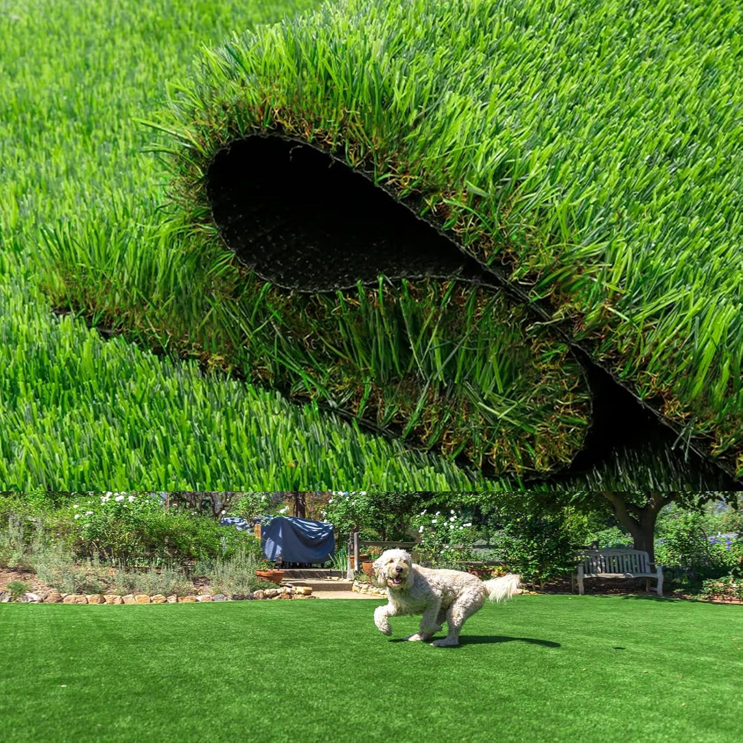 Realistic Artificial Grass Turf 4FT x 10FT Realistic Fake Synthetic Grass Carpet Thick Indoor Outdoor Grass Lawn Rugs Landscape for Pets, Patio, Garden