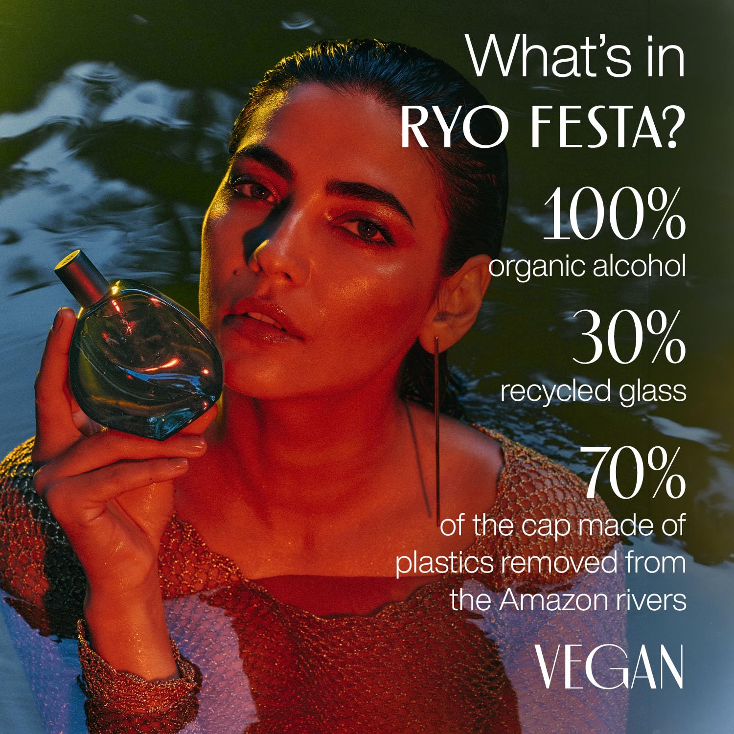 natura Ekos Ryos Festa Woodsy Aromatic Unisex Fragrance 75ml - Insipired by The Amazonian Rivers - Notes of Sage, Pomelo, Jasmine Sambac, Vetiver & Musk