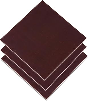 12MM 1/2" x 12 X 12 Euro Color Ply Phenolic Plywood, Film Faced with Baltic Birch Core Brown-Dark, Pack of 3