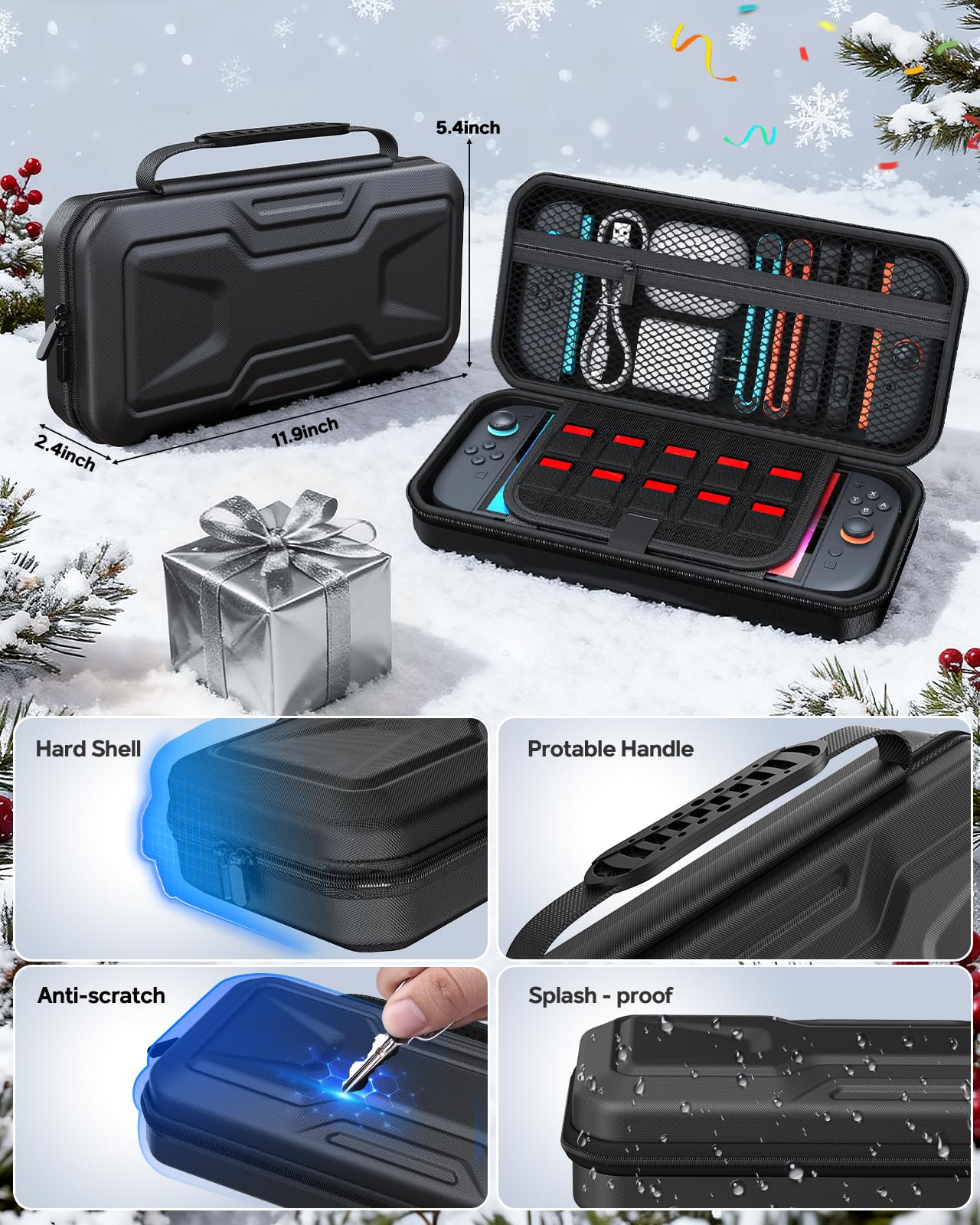 Switch 2 Zubehör, Unverzichtbares Zubehörpaket, 20-IN-1-Spieleset Bundle,Reisetasche,Switch 2 Controller Ladestation,Displayschutzfolie,Schutzhülle,Lenkräder,Griffe für Joy Con 2 (Schwarz)
