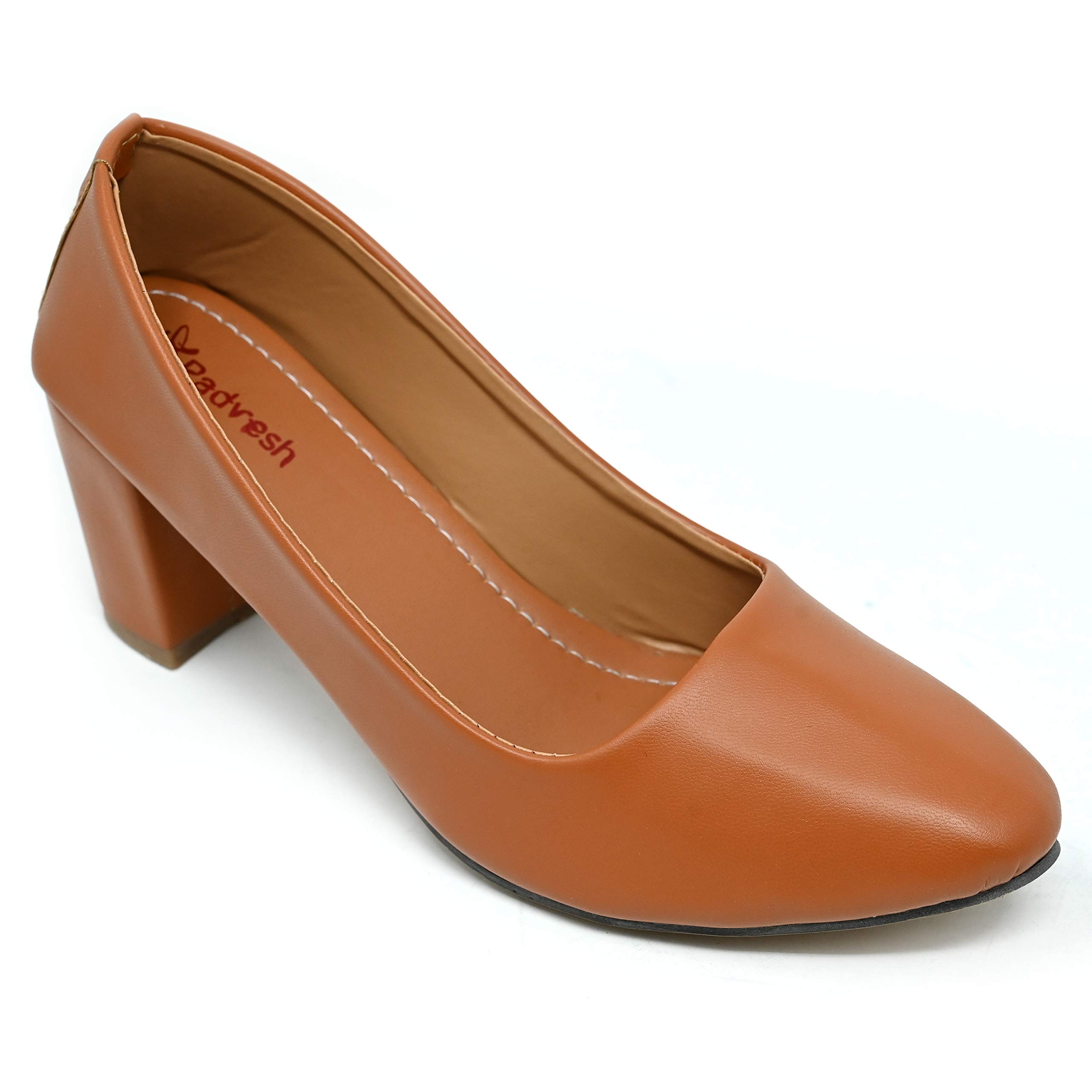 Padvesh Women?s Girls Fashion Synthetic Leather Comfortable Casual Formal Closed Toe Block Heel Sandals (Tan, 8) (B08L14DBPN) Amazon Price History, Amazon Price Tracker
