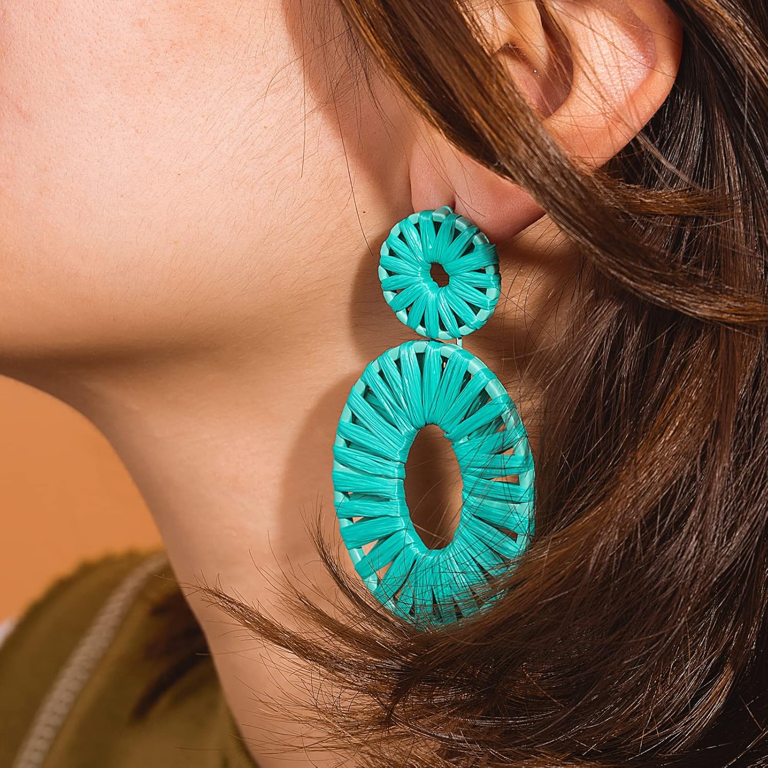 Statement Raffia Earrings Boho Drop Dangle Earrings for Women Handmade Fashion Earring Bohemian Gift Jewelry for Girls - Image 6