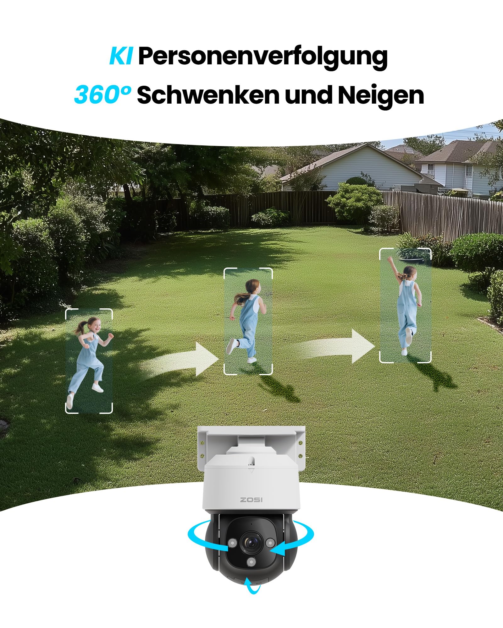 ZOSI 4K PoE PTZ Überwachungskamera Set Aussen, 4X Dome Kamera, 8CH 2TB NVR