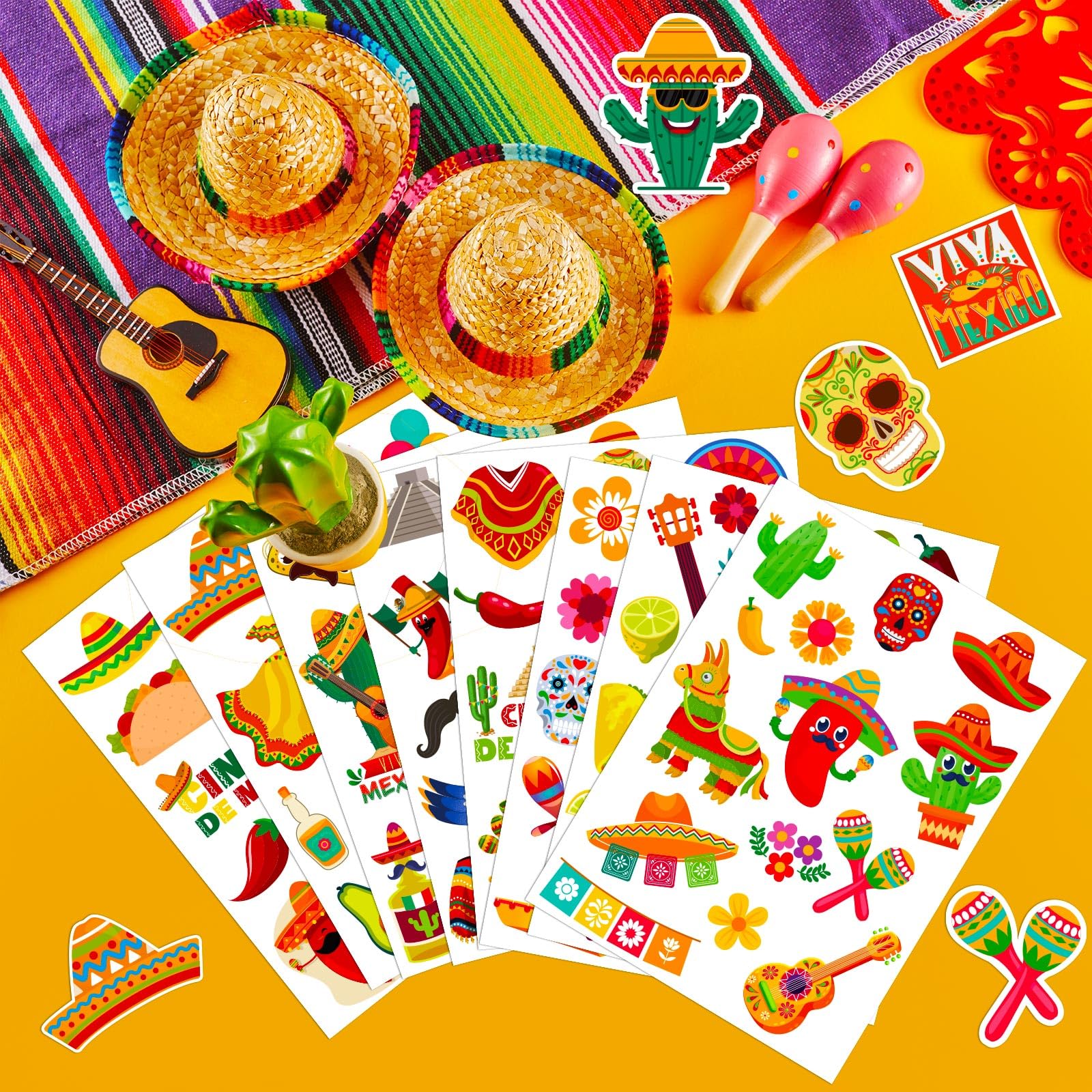 24 Sheets Mexican Fiesta Party Stickers, Cinco De Mayo Sticker, Make ...