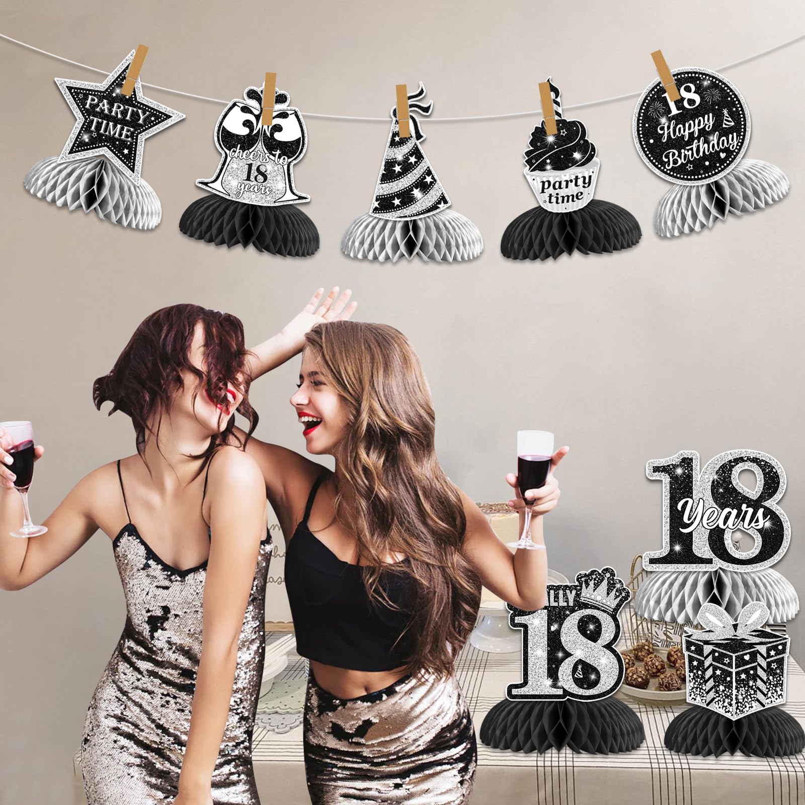 Lot De 9 Décorations D'Anniversaire De 18 Ans, Décoration Pour 18E