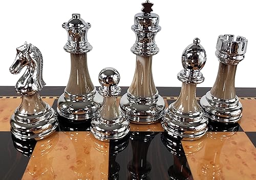 Miniatura 5 de HPL Staunton - Juego de ajedrez cromado y negro para hombre con tablero de color nogal oscuro de 18 pulgadas, 2 jugadores, a partir de 12 años