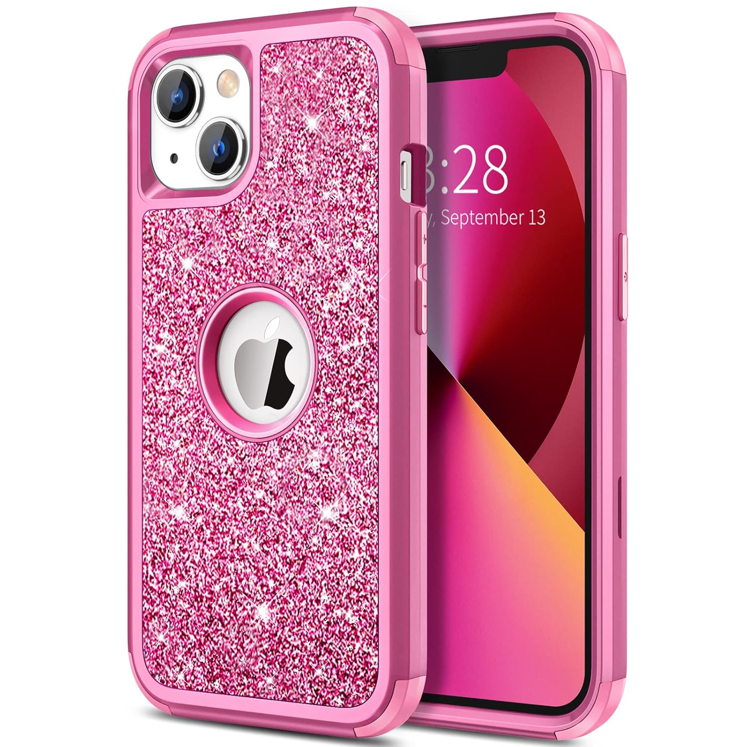 Hython Case for iPhone 13 Case Glitter Cute Sparkly Shiny Bling Sparkle Cover Heavy Duty 3 in 1