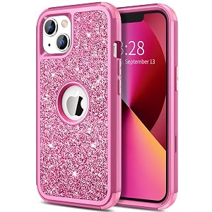 Hython Case for iPhone 13 Case Glitter Cute Sparkly Shiny Bling Sparkle Cover Heavy Duty 3 in 1
