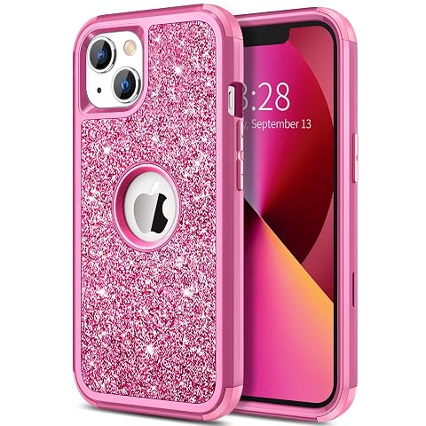 Hython Case for iPhone 13 Case Glitter Cute Sparkly Shiny Bling Sparkle Cover Heavy Duty 3 in 1