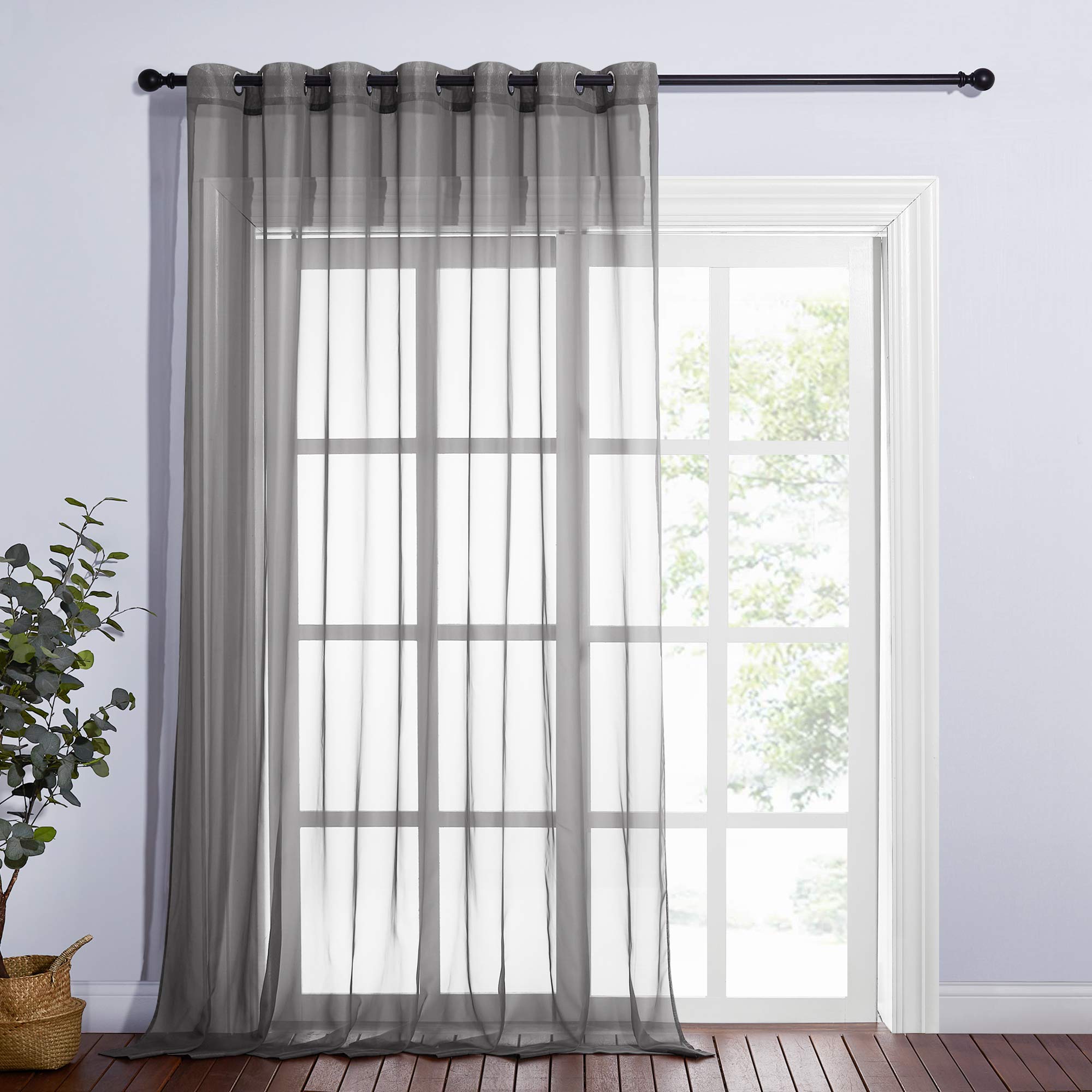 NICETOWN Sheer Curtains for Bedroom Windows 96 inch Length, Grommet Casual Voile Sheer with Light Filter Window Treatments for Living Room Sliding