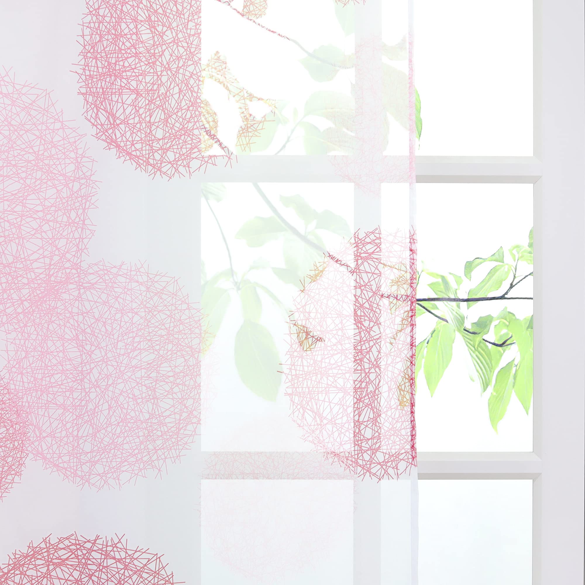 Voile Schiebegardinen 2er-Set – 57x245 Cm, Rosa-rot, Mit Klettband, Halbtransparent, Raumteiler Oder Vorhang