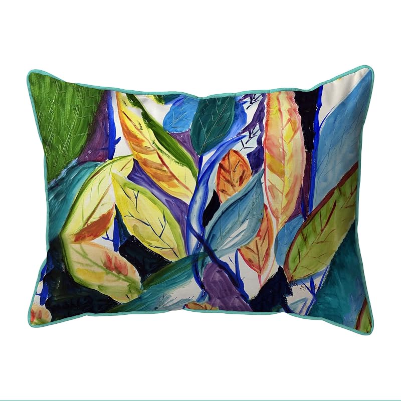 Betsy Drake Gold Leaves Extra Large Zippered Pillow 20x24
