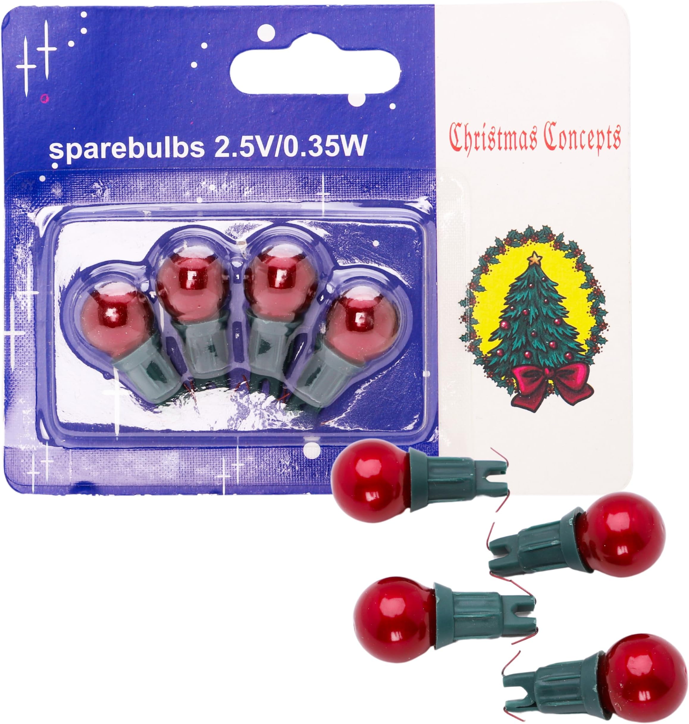 4 Pack Coloured Push in Round Christmas Tree Bulbs for Christmas Lights