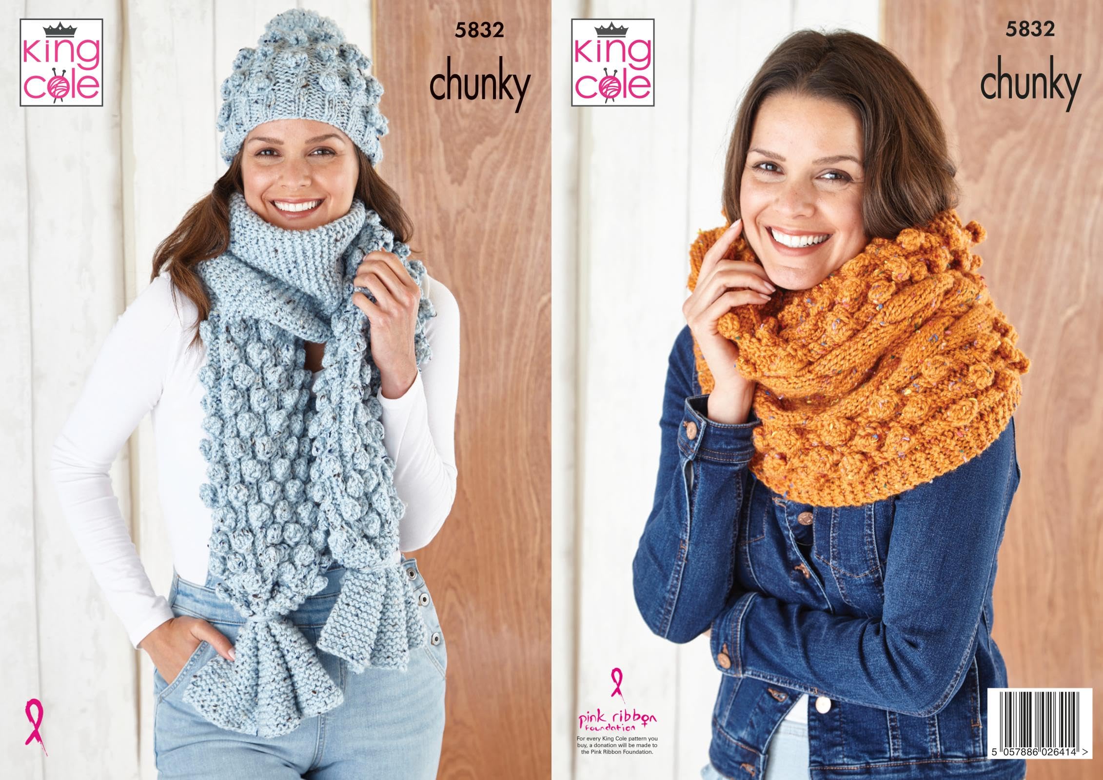 King Cole Chunky Knitting Pattern Apparel Accessories 5832